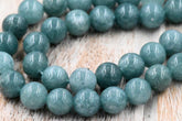 Natural White Jade Imitation Russian Amazonite Beads Strands, Round, Dyed, 8mm